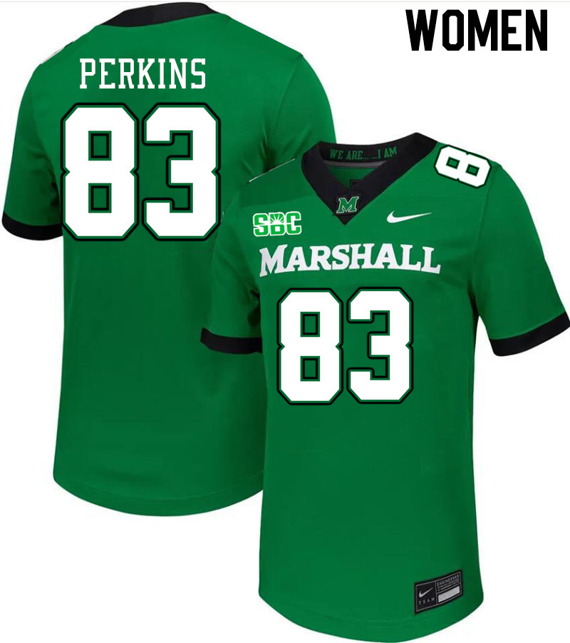 Women #83 Ty Perkins Marshall Thundering Herd SBC Conference College Football Jerseys Stitched-Green